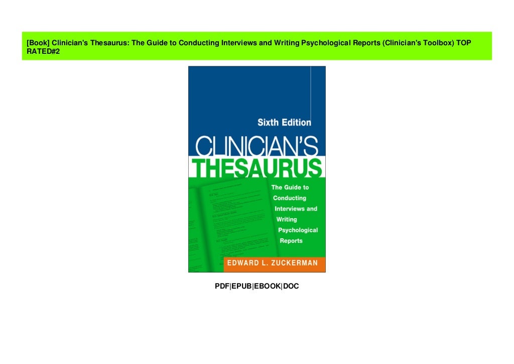 Clinician's Thesaurus The Guide to Conducting Interviews and Writing