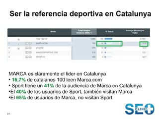Ser la referencia deportiva en Catalunya

MARCA es claramente el lider en Catalunya
• 16,7% de catalanes 100 leen Marca.co...