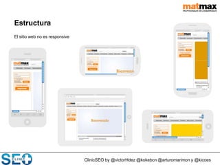 ClinicSEO by @victorHdez @kokebcn @arturomarimon y @kicoes
Estructura
El sitio web no es responsive
 