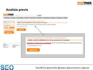 ClinicSEO by @victorHdez @kokebcn @arturomarimon y @kicoes
Analísis previo
 