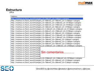 ClinicSEO by @victorHdez @kokebcn @arturomarimon y @kicoes
Estructura
URLs
Sin comentarios............
 