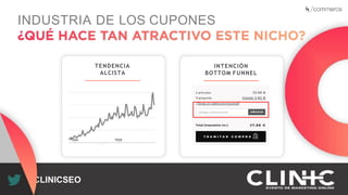 Recuerda nuestro hashtag!
#CLINICSEO
INDUSTRIA DE LOS CUPONES
TENDENCIA
ALCISTA
INTENCIÓN
BOTTOM FUNNEL
 