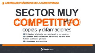 Recuerda nuestro hashtag!
#CLINICSEO
LAS MALAS PRÁCTICAS DE LA COMPETENCIA
SECTOR MUY
COMPETITIVO
copias ydifamaciones
➡ Utilizaban el diseño para confundir a los usuarios
➡ Editaban posts anteriores para hacer ver que ellos
habían publicado primero
➡ Engañaban a influencers
 