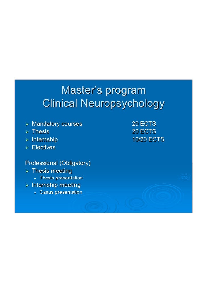 Master Clinical Neuropsychology 2012