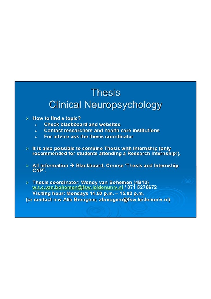 Master Clinical Neuropsychology 2012