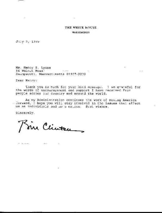 President Clinton's thank you letter