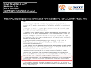 NOME DO VEÍCULO: ANTF
EDITORIA: O Dia
DATA: 12/05/2011
ABRANGÊNCIA/TIRAGEM: Regional



http://www.clippingexpress.com.br/ce2/?a=noticia&nv=z_czF7zOxl1UR71vuk_Miw
 