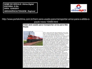 NOME DO VEÍCULO: Vitrine Digital
  EDITORIA: O Dia
  DATA: 12/05/2011
  ABRANGÊNCIA/TIRAGEM: Regional



http://www.portalvitrine.com.br/trem-sera-usado-para-transportar-arroz-para-s-atilde-o-
                                 paulo-news-10489.html
 
