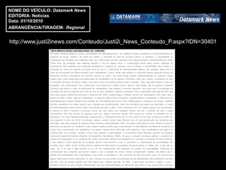 NOME DO VEÍCULO: Datamark News
EDITORIA: Notícias
Data: 01/10/2010
ABRANGÊNCIA/TIRAGEM: Regional


http://www.justi2inews.com/Conteudo/Justi2i_News_Conteudo_P.aspx?IDN=30401
 