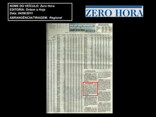 NOME DO VEÍCULO: Zero Hora
EDITORIA: Ontem e Hoje
Data: 04/08/2011
ABRANGÊNCIA/TIRAGEM: Regional
 