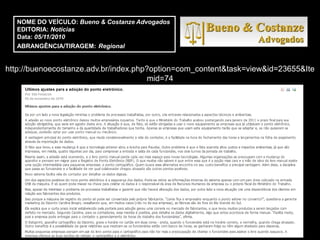 NOME DO VEÍCULO: Bueno & Costanze Advogados
   EDITORIA: Notícias
   Data: 05/11/2010
   ABRANGÊNCIA/TIRAGEM: Regional


http://buenoecostanze.adv.br/index.php?option=com_content&task=view&id=23655&Ite
                                       mid=74
 