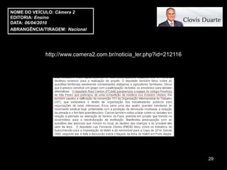 NOME DO VEÍCULO: Câmera 2
EDITORIA: Ensino
DATA: 06/04/2010
ABRANGÊNCIA/TIRAGEM: Nacional




             http://www.camera2.com.br/noticia_ler.php?id=212116




                                                                   29
 