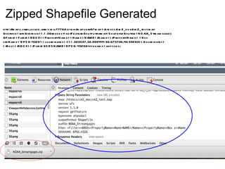 Zipped Shapefile Generated http://maps.crrel.usace.army.mil:7778/cgi-bin/mapserv6?map=/htdocs/cm2_dev/cm2_test.map &service=wfs&version=1.1.0&request=getFeature&outputformat=Shapefile&outfile=NOAA_Streamgages &Filter=<Filter><BBOX><PropertyName><Name>NAME</Name></PropertyName> <Box srsName='EPSG:4326'><coordinates>-111.626587,36.998444 98.673706,40.992601</coordinates> </Box></BBOX></Filter>&SRSNAME=EPSG:4326&typename=ahpsobsl 