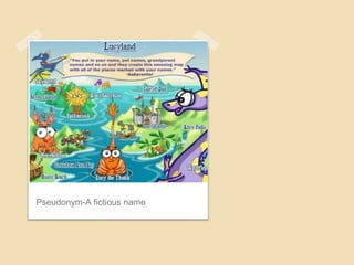 Pseudonym-A fictious name
 