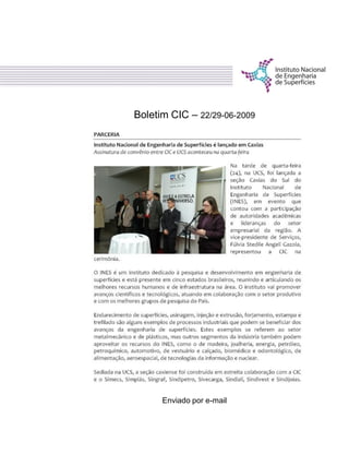 Enviado por e-mail
Boletim CIC – 22/29-06-2009
 
