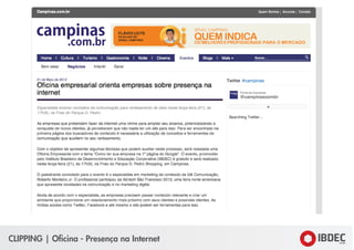 CLIPPING | Oficina - Presença na Internet
 