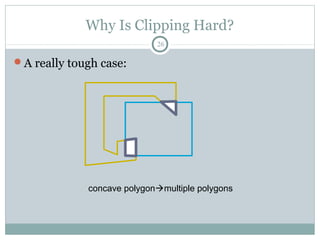 Why Is Clipping Hard?
26
A really tough case:
concave polygonmultiple polygons
 