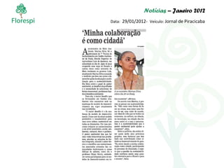 Notícias  – Janeiro 2012 Data:  29/01/2012-  Veículo:  Jornal de Piracicaba 