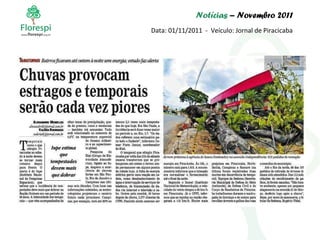 Notícias  – Novembro 2011 Data: 01/11/2011  -  Veículo: Jornal de Piracicaba 