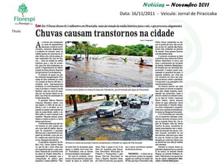 Notícias  – Novembro 2011 Data: 16/11/2011  -  Veículo: Jornal de Piracicaba Título: 