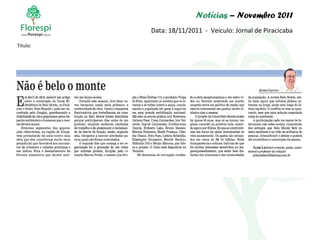 Notícias  – Novembro 2011 Data: 18/11/2011  -  Veículo: Jornal de Piracicaba Título: 