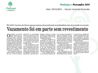 Notícias  – Novembro 2011 Data: 19/11/2011  -  Veículo: Jornal de Piracicaba 