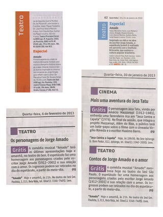 Clipping espetáculo Amado