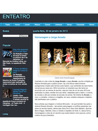 Clipping espetáculo Amado