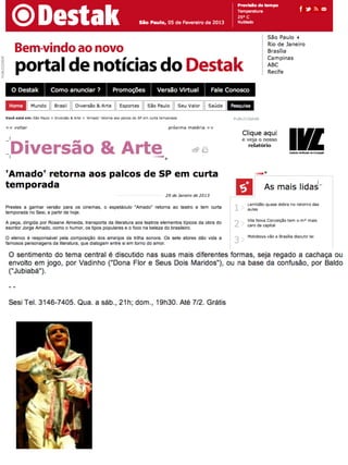 Clipping espetáculo Amado