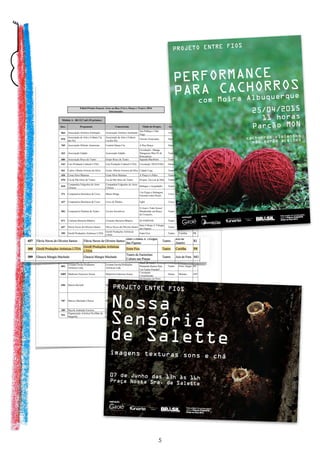 !5
Insc. Proponente Concorrente Título do Projeto Área Cidade UF
864 Associação Artística Animação Associação Artística Animação
Sou Palhaço e Não
Nego
Circo Boa Vista RR
870
Associação de Arte e Cultura Cia
dos Pés
Associação de Arte e Cultura
Cia dos Pés
Nuvens Enraizadas Dança Maceió AL
769 Associação Difusão Amazonas Contém Dança Cia. A Rua Dança Dança Manaus AM
423 Associação Galpão Associação Galpão
Circulação - Manga
Mangueira Meu Pé de
Brincadeira
Teatro
Belo
Horizonte
MG
600 Associação Risco de Teatro Grupo Risco de Teatro Sagrada Blasfêmia Teatro Itajaí SC
543 Cais Produção Cultural LTDA Cais Produção Cultural LTDA Circulação TRAVESÍA Dança São Paulo SP
561 Carlos Alberto Ferreira da Silva Carlos Alberto Ferreira da Silva Cidade Cega Teatro Salvador BA
436 Cezar Silva Meneses Cezar Silva Meneses A Praça é o Palco Teatro Aracaju CE
670 Cia de Pão Doce de Teatro Cia de Pão Doce de Teatro Projeto: Em Lua de Mel Teatro Mossoró RN
818
Companhia Folgazões de Artes
Cênicas
Companhia Folgazões de Artes
Cênicas
Belfagor o Arquidiabo Teatro Vitória ES
271 Cooperativa Brasileira de Circo Mauro Braga
Um Elogio à Bobagem,
Encontro entre Brasis
Circo São Paulo SP
427 Cooperativa Brasileira de Circo Circo de Ébanos Egbó Circo São Paulo SP
902 Cooperativa Paulista de Teatro Cia dos Inventivos
O Azar é Todo Nosso!
Mambembe em Busca
de Corações...
Teatro São Paulo SP
671 Cristiane Berneira Bihalva Cristiane Berneira Bihalva IN-VISÍVEIS Teatro Porto Alegre RS
657 Flávia Naves de Oliveira Santos Flávia Naves de Oliveira Santos
Inter-Urbana A Trilogia
das Figuras
Teatro
Rio de
Janeiro
RJ
395 Girolê Produções Artísticas LTDA
Girolê Produções Artísticas
LTDA
Entre Fios Teatro Curitiba PR
509 Glaucia Mangia Machado Glaucia Mangia Machado
Teatro de Fantoches:
Cultura nas Praças
Teatro Juiz de Fora MG
970 Instituto N de Arte e Cultura Instituto N de Arte e Cultura
A Menina da Cabeça de
Bola
Teatro Suzano SP
530 João Ramão Rocha João Ramão Rocha
Dandys Uma
Circulação Acrobática
Circo Dourados MS
361 Julia Peres Julia Peres Sobre Rodas Circo São Paulo SP
882
Levanta Favela Produções
Artísticas Ltda.
Levanta Favela Produções
Artísticas Ltda.
Maõs na Terra:
Plantando Raízes Para
Um Teatro Popular!
Teatro Porto Alegre RS
1009 Madirson Francisco Souza Madirson Francisco Souza
Circulação
Curuminzado
Dança Manaus AM
690 Marcia Berselli Marcia Berselli
Os Quintais de Porto
Alegre: Circuito Cênico
em Busca do Convívio
nos Espaços Históricos
de POA
Teatro Porto Alegre RS
787 Marcos Machado Chaves Marcos Machado Chaves
Tristão e Isolda:
Circulação o Amor Não
é Simples Flor - 10
Cidades (3 Estados)
Teatro Dourados MS
309 Mayrla Andradre Ferreira Mayrla Andradre Ferreira Narradores do Ananin Dança Ananindeua PA
921
Organização Artística Pavilhão da
Magnólia
Organização Artística Pavilhão
da Magnólia
Na Rua "Como" os
Urubus
Teatro Fortaleza CE
Módulo A - R$ 32,7 mil (35 prêmios)
Edital Prêmio Funarte Artes na Rua (Circo, Dança e Teatro) 2014
Selecionados
Página 1 de 3
 