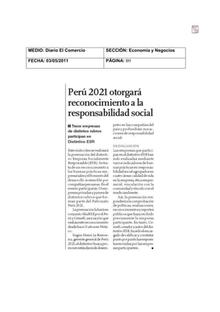 MEDIO: Diario El Comercio   SECCIÓN: Economía y Negocios

FECHA: 03/05/2011           PÁGINA: B9
 
