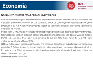 01$2$3)"
BRASIL É 3º PAÍS MAIS ATRAENTE PARA INVESTIMENTOS




(0:#(%"%&/$&01-/$7




.$00$/)*)(%&(&(0&(-(#2)"7
(Supermercado Moderno – 07/12/2011)
 