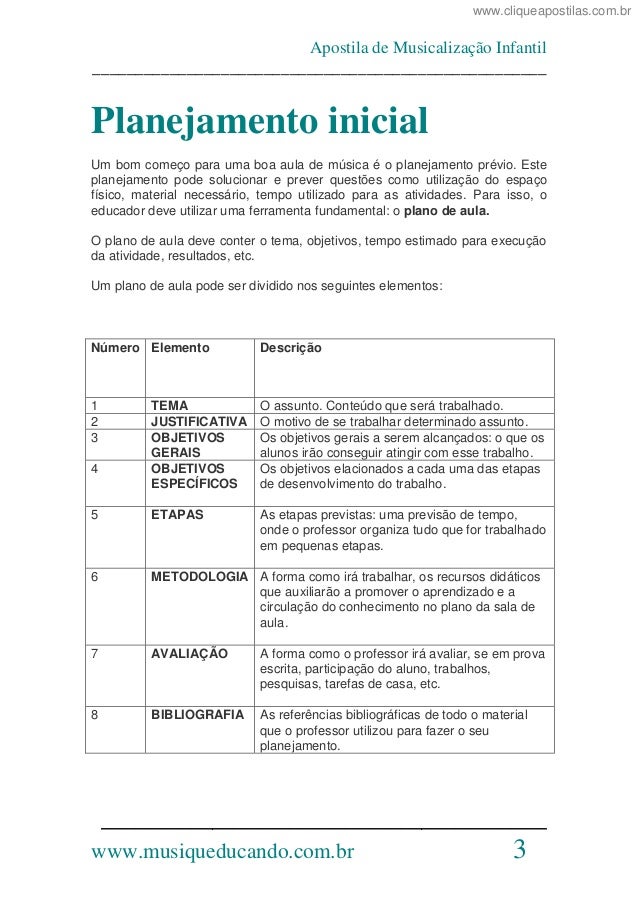 Plano de aula para educação infantil musica Plano de aula para educação infantil musica