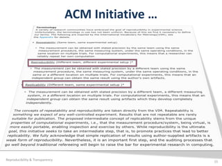 ACM Initiative …
Reproducibility & Transparency 15
 
