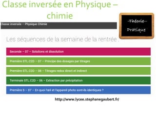 Classe inversée en Physique –
chimie
http://www.lycee.stephanegaubert.fr/
 