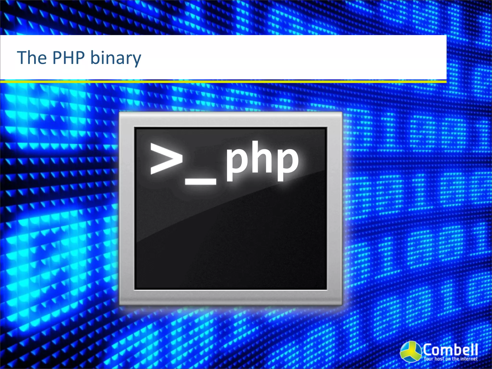 The	
  PHP	
  binary




                       php
 