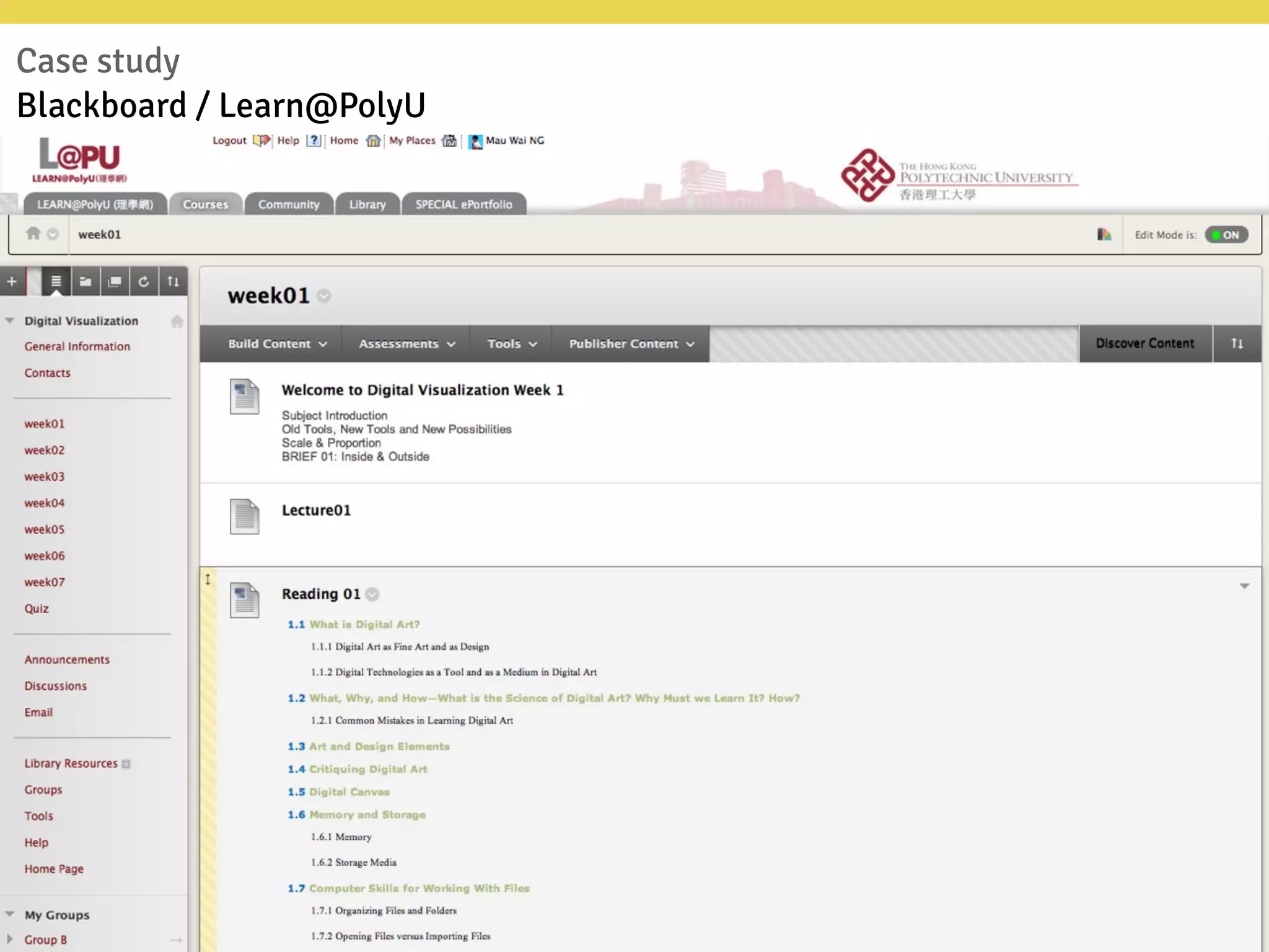 Case study
Blackboard / Learn@PolyU
 