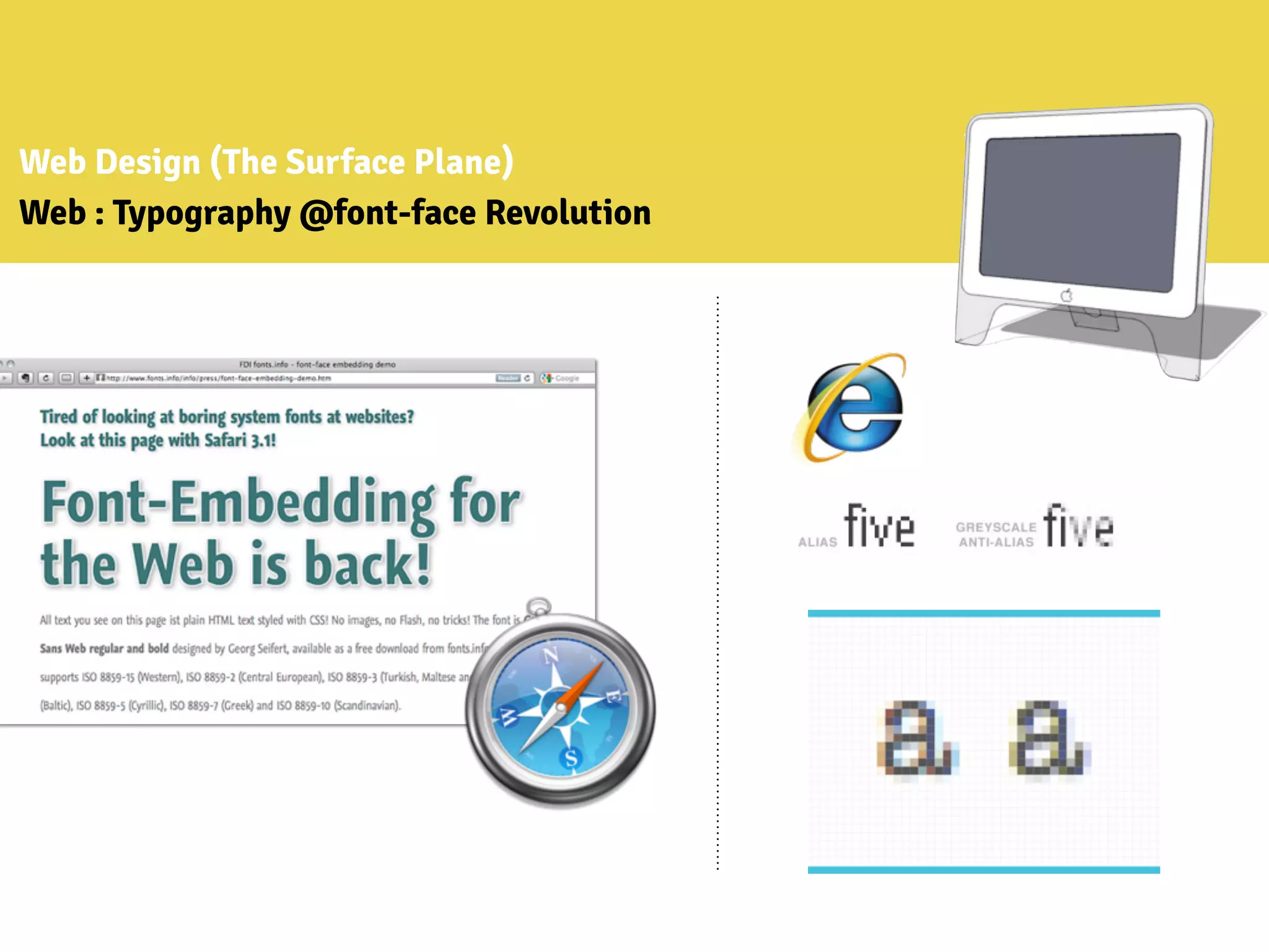 Web Design (The Surface Plane)
Web : Typography @font-face Revolution
 