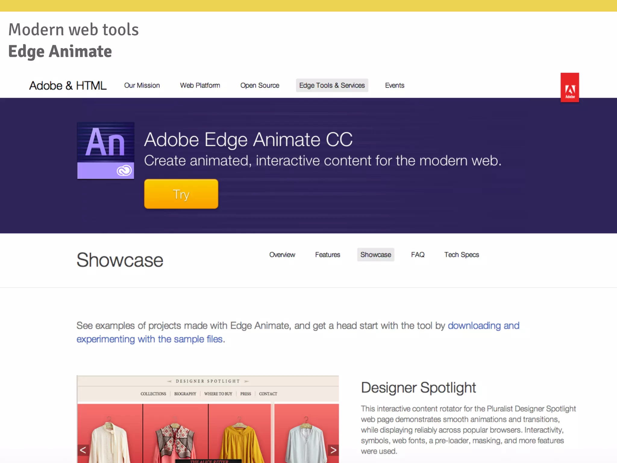 Modern web tools
Edge Animate
 