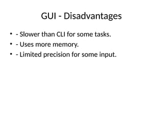 Limited Gui Styled CLI vs GUI pros and cons presentation | PPTX