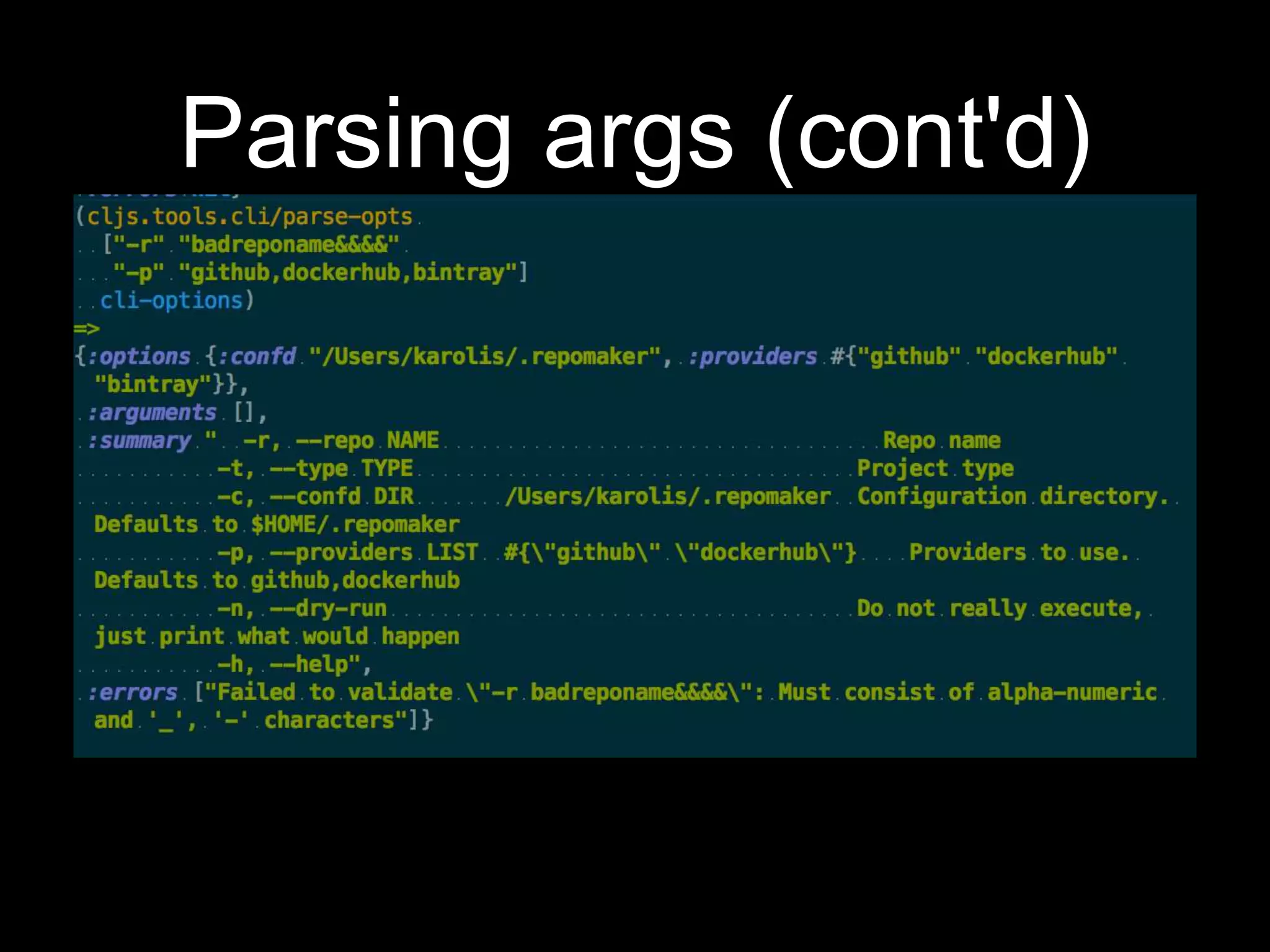 Parsing args (cont'd)