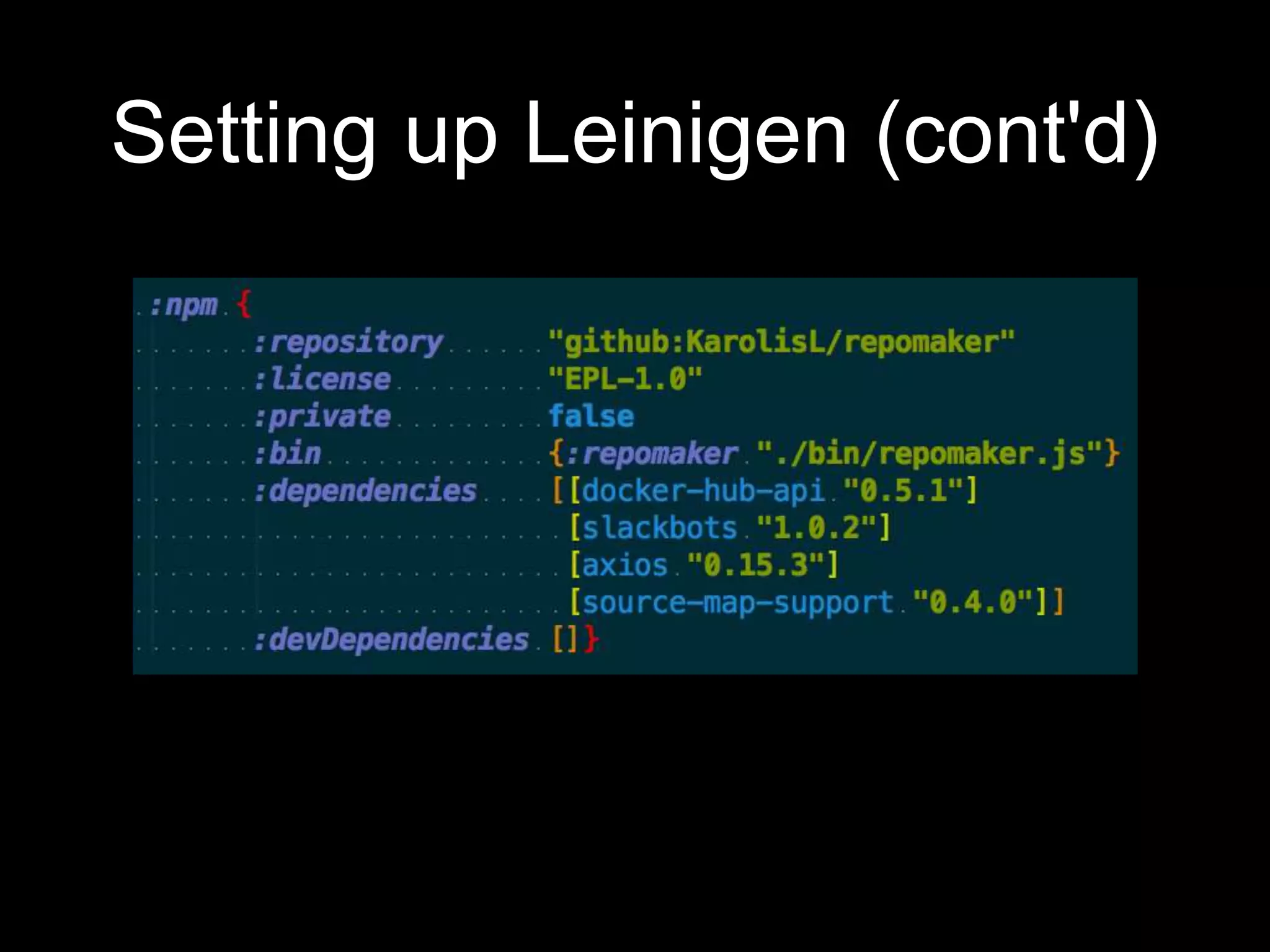 Setting up Leinigen (cont'd)