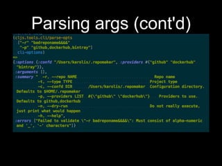 Parsing args (cont'd)
 