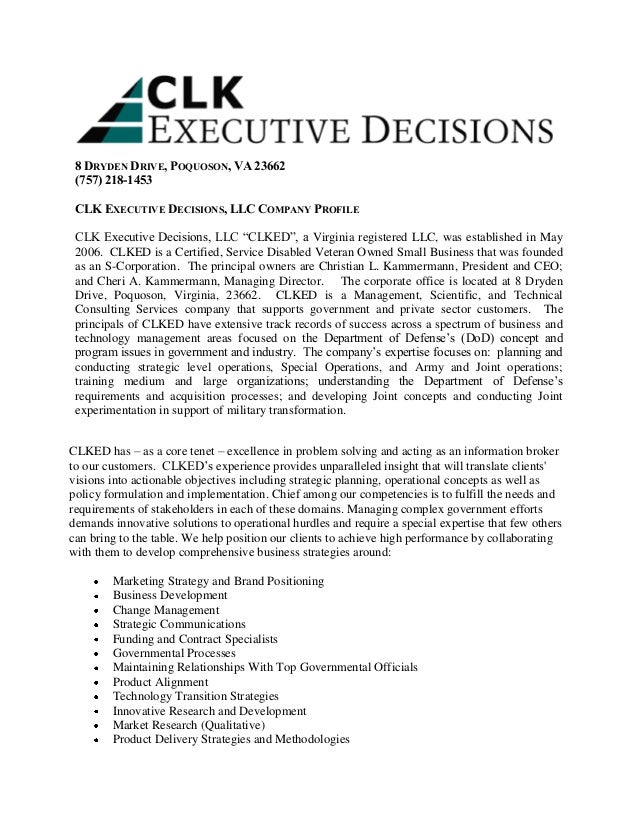 CLK Executive Decisions, LLC Overview