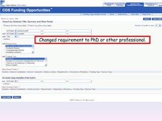 Changed requirement to PhD or other professional.