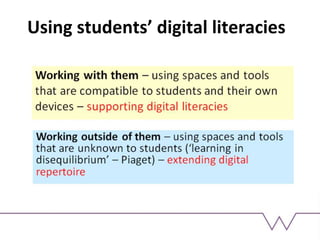 Using students’ digital literacies
 