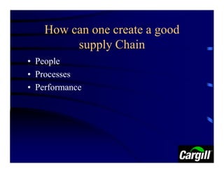 How can one create a good
         supply Chain
• People
• Processes
• Performance
 