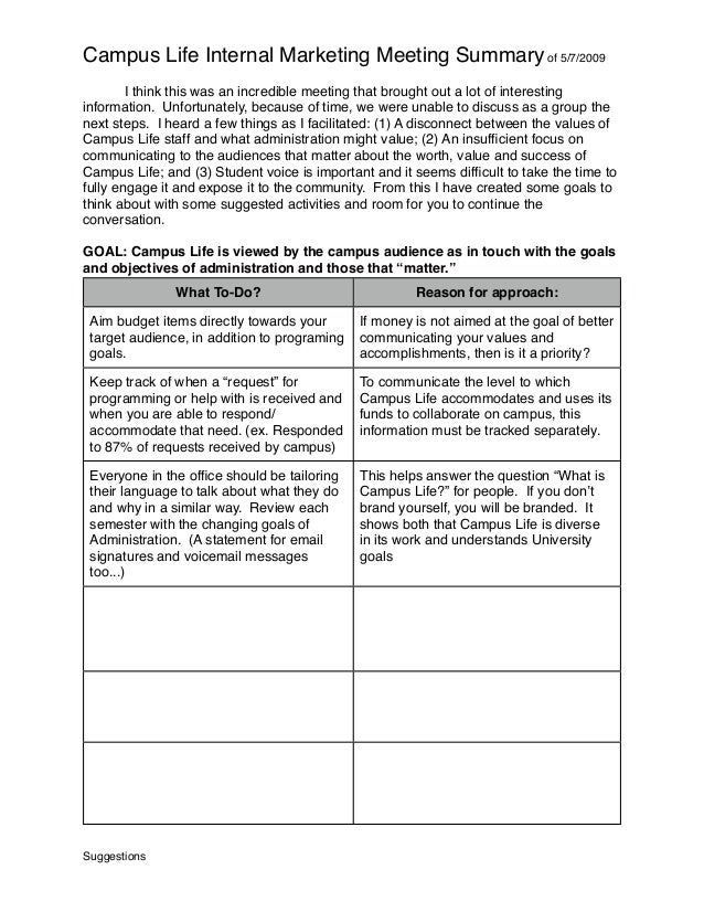 sample student affairs facilitated meeting notes
