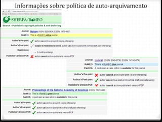 Informações sobre política de auto-arquivamento
 