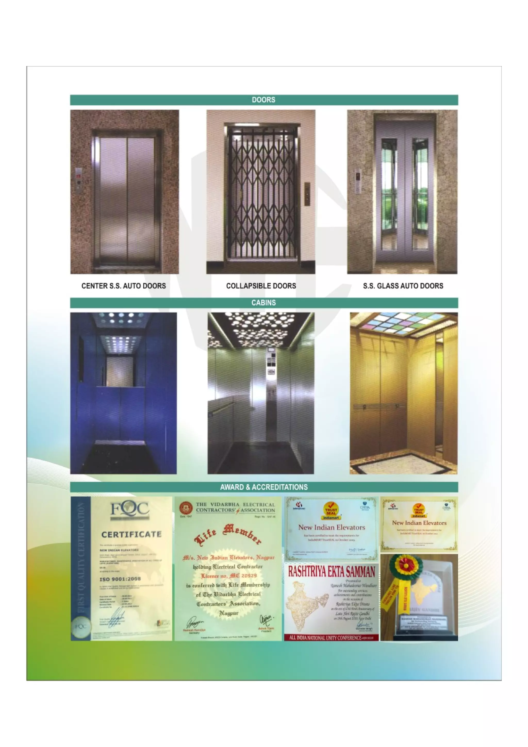 New Indian Elevators, Maharashtra, Elevator Components
